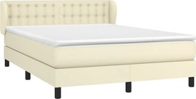 vidaXL Κρεβάτι Boxspring με Στρώμα Κρεμ 140x190εκ. από Συνθετικό Δέρμα