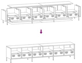 Έπιπλο Τηλεόρασης Λαδί 202x39x43,5 εκ. Ατσάλι Ψυχρής Έλασης - Πράσινο