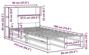 ΚΡΕΒΑΤΙ ΒΙΒΛΙΟΘΗΚΗ ΧΩΡΙΣ ΣΤΡΩΜΑ ΚΑΦΕ 90X190 ΕΚ ΜΑΣΙΦ ΠΕΥΚΟ 3323910