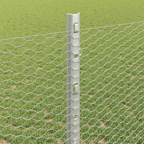 vidaXL Εξαγωνική Φράχτη με Στύλο 25 x 1,2 μ Γαλβανισμένος Χάλυβας