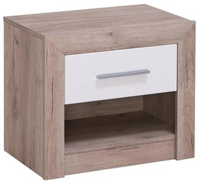 Bedside Table Astor NO1F Grey Oak - White Lacquer 53*35*46 cm