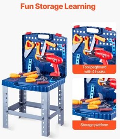 VEVOR Kids Workbench 56 pcs Tool Bench with Realistic Tools and Electric Drill