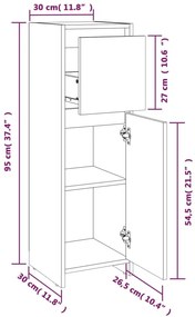 Ντουλάπι Μπάνιου Καφέ Δρυς 30x30x95 εκ. Επεξεργασμένο Ξύλο - Καφέ