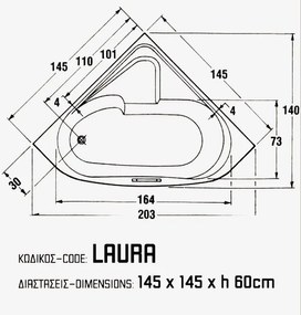 Sanitec Laura 145x145 - Γωνιακή Μπανιέρα - Χωρίς, Χωρίς, Χωρίς, Χωρίς