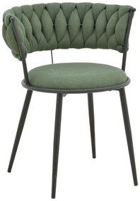 Καρέκλα Πολυθρόνα Alkia I ύφασμα σε χακί απόχρωση- πόδι μαύρο μέταλλο 57x58.5x72εκ 2αδα 52x58.5x72 εκ.