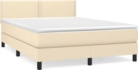 vidaXL Κρεβάτι Boxspring με Στρώμα Κρεμ 140x200 εκ. Υφασμάτινο