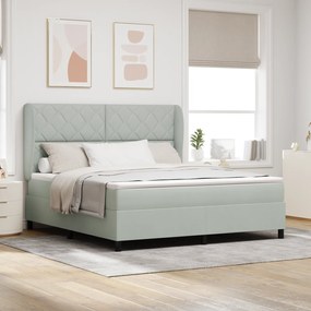 vidaXL Κρεβάτι Box Spring με στρώμα Ανοιχτό Γκρι 180x200 εκ Βελούδο