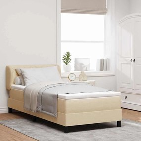 vidaXL Κρεβάτι με ελατήρια με κεφαλάρι Κρεμ 90 x 200 cm ύφασμα
