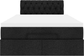 vidaXL Οθωμανικό κρεβάτι με στρώμα Μαύρο 120x190 cm Ύφασμα