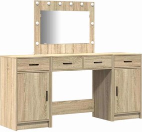 vidaXL Τραπέζι περιποίησης με συρτάρι 3 pcs Καφέ Επεξεργασμένο ξύλο