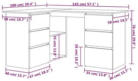 Γωνιακό γραφείο Παλιό ξύλο 145x100x76 cm Κατασκευασμένο ξύλο - Καφέ