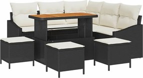 vidaXL Σετ Καναπέ Κήπου με μαξιλάρι 9 pcs Μαύρο Πολυ ράταν