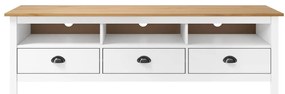 vidaXL Έπιπλο Τηλεόρασης Hill Λευκό 158x40x47 εκ. Ξύλο Πεύκου