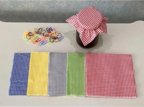 Stewehome Σετ καρό υφασμάτινα καλύμματα βάζων με πολύχρωμα λάστιχα δέσιμου Πολύχρωμο