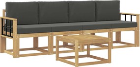 vidaXL Σειρά Καναπέ Εξωτερικού με μαξιλάρι 5 pcs Άσπρο και Ανθρακί
