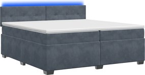 vidaXL Κρεβάτι Box Spring με Στρώμα και LED Σκούρο Γκρι 200 x 200 cm