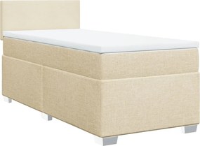 vidaXL Κρεβάτι Boxspring με Στρώμα Κρεμ 90x200 εκ.Υφασμάτινο
