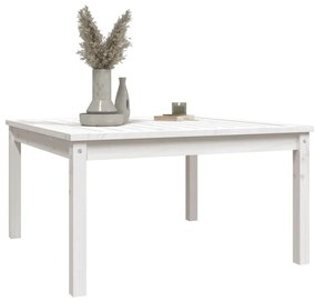 Τραπέζι Κήπου Λευκό 82,5x82,5x45 εκ. από Μασίφ Ξύλο Πεύκου - Λευκό