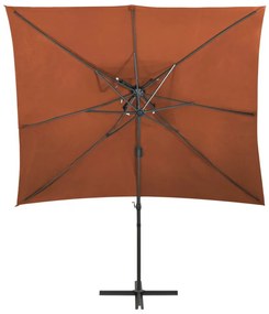 Ομπρέλα Κρεμαστή με Διπλή Οροφή Τερακότα 250 x 250 εκ. - Καφέ