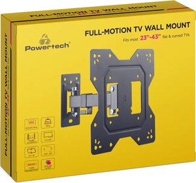 POWERTECH επιτοίχια βάση τηλεόρασης PT-1128, 23-43", έως 30kg, full motion