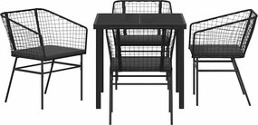 vidaXL Σέτ φαγητού για κήπο 5 pcs Μαύρο συνθετικό ρατάν