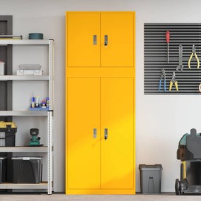vidaXL Ντουλάπι αποθήκευσης 2 τμχ. Μουσταρδί 80 x 40 x 210 εκ Ατσάλι