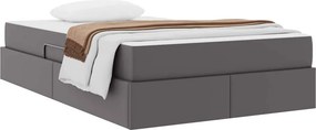 vidaXL Κρεβάτι με αποθηκευτικό χώρο και στρώμα 2 pcs Γκρι Δέρμα