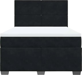 vidaXL Κρεβάτι Boxspring με Στρώμα Μαύρο 160x200 εκ. Βελούδινο