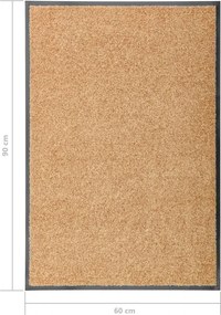 vidaXL Πατάκι Εισόδου Πλενόμενο Κρεμ 60 x 90 εκ.