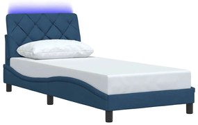vidaXL Σκελετός Κρεβατιού με LED Χωρίς Στρώμα Μπλε 90x200 εκ.
