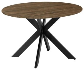 Kitchen table Jeston pakoword MDF sonoma-black metal leg D120x75cm 120x120x73 εκ.