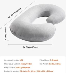 VEVOR Pregnancy Pillow C-Shaped Full Body Maternity Pillow Soft and Breathable