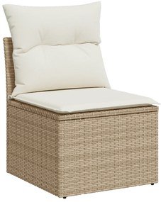 vidaXL Set Σαλονιού Κήπου 8 Τεμαχίων με Μαξιλάρια Μπεζ Πολυ Ρατάν