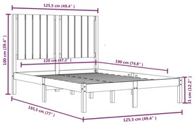 ΠΛΑΙΣΙΟ ΚΡΕΒΑΤΙΟΥ ΜΑΥΡΟ 120X190 ΕΚ. ΜΑΣΙΦ ΞΥΛΟ 4FT SMALL DOUBLE 3104387