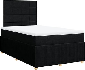vidaXL Κρεβάτι Boxspring με Στρώμα Μαύρο 120x200 εκ. Υφασμάτινο