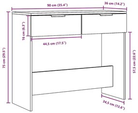 Τραπέζι κονσόλας Artisan Oak 90x36x75 cm Κατασκευασμένο ξύλο - Καφέ