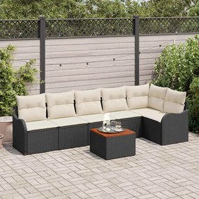 vidaXL Σετ Καναπέ Κήπου 7 pcs Μαύρος, λευκός