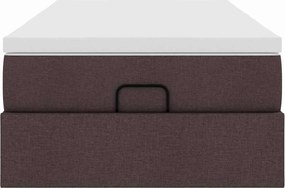 vidaXL Οθωμανικό κρεβάτι με στρώμα σκούρο καφέ 100x200cm ύφασμα