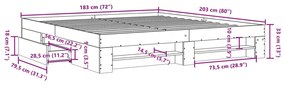 Πλαίσιο κρεβατιού χωρίς στρώμα 180x200 εκ. Επεξεργασμένο Ξύλο - Μαύρο