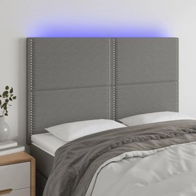Κεφαλάρι Κρεβατιού LED Σκούρο Γκρι 144x5x118/128εκ. Υφασμάτινο 3122283