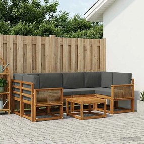 vidaXL Σειρά Καναπέ Εξωτερικού 7 pcs Φυσικό και Ανθρακί Πολυεστέρας