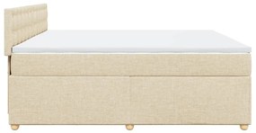 vidaXL Κρεβάτι Boxspring με Στρώμα Κρεμ 200x200 εκ. Υφασμάτινο