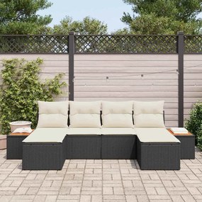 vidaXL Σετ Καναπέ Κήπου με μαξιλάρι 6 pcs Μαύρο Πολυ ράταν