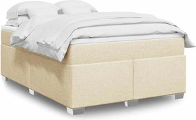 vidaXL Κρεβάτι Boxspring με Στρώμα Κρεμ 140x190 εκ. Υφασμάτινο