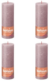 Bolsius Κεριά Κύλινδρος Ρουστίκ Shine 4 τεμ. Σταχτί Ροζ 190 x 68 χιλ.