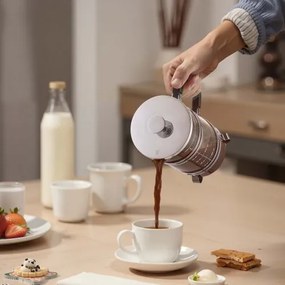 VEVOR French Press Coffee Maker 1L Borosilicate Glass Coffee Tea Press Silver