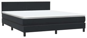 Box Spring Κρεβάτι με στρώμα Μαύρο 180x220 cm Βελούδινο - Μαύρο