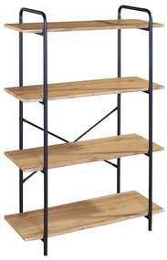 Ραφιέρα Μέταλλο Βαφή Μαύρο, Απόχρωση Sonoma  80x34x112cm [-Μαύρο-, -Φυσικό-] [-MDF - Κόντρα Πλακέ - Καπλαμάς - Νοβοπάν-, -Μέταλλο-] ΕΟ445,2