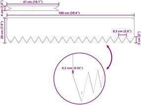 vidaXL Περίγραμμα γκαζόν 10 pcs Μαύρο 100 x 0.05 x 20 εκ