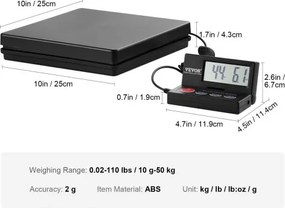 VEVOR Shipping Scale Digital Postal Scale 110 lbs x 0.07 oz. AC/DC Package LCD